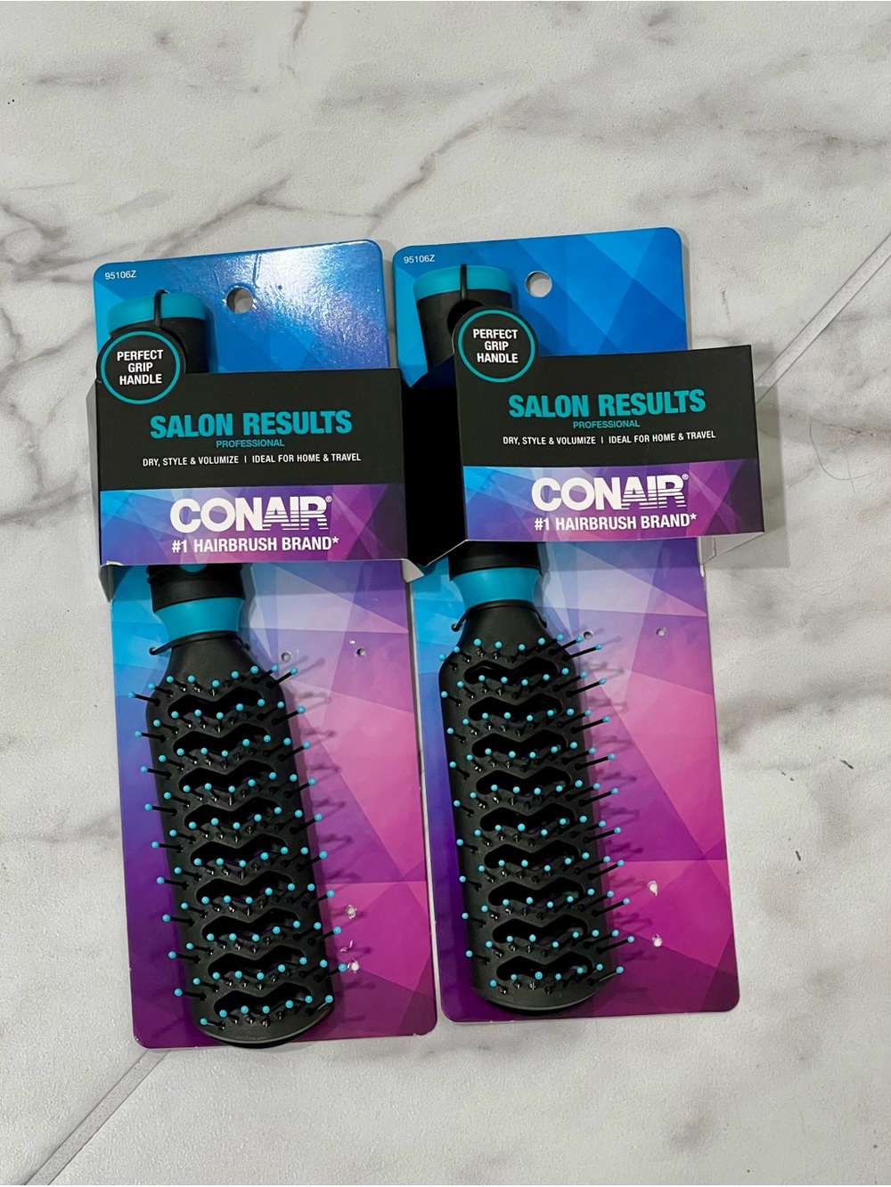 Two Conair Salon Results Vent Brush in Teal & Black - Perfect Grip